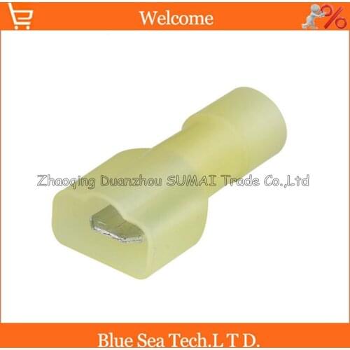 200pcs MDFN5.5-250 yellow male cold-pressed terminal insulated terminal for 4.0-6.0mm2,12-10 AWG Wire 24A