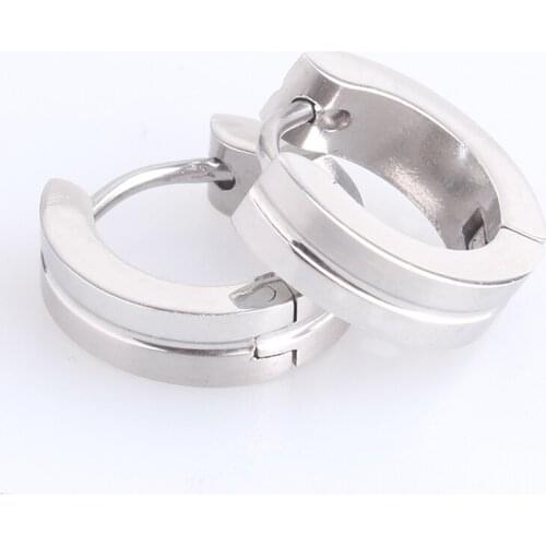 4mm silver color groove 316L Stainless Steel Stud Earrings for men women wholesale