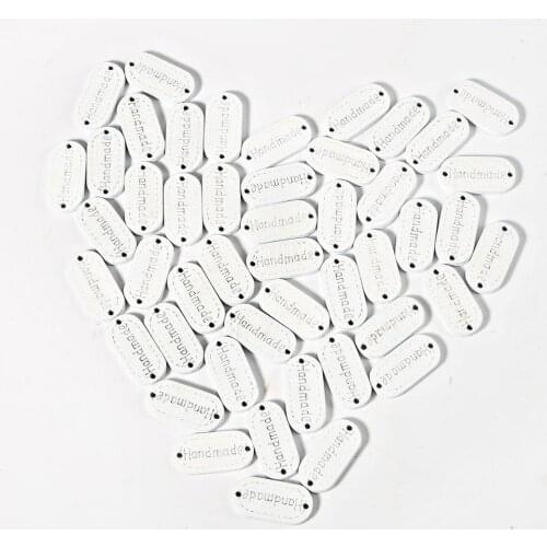50pcs/lots 12x24mm Wooden Oval Shape Pattern Button "Handmade" Tags For DIY Craft Clothes Handmade Sewing Accessories