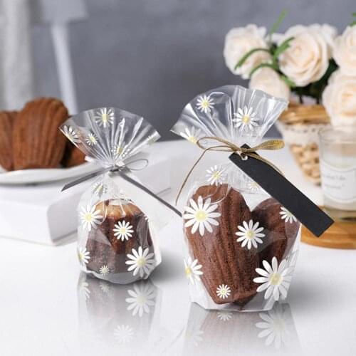 50PCS Transparent Chrysanthemum Snowflake Pastry Packaging Bag Cookie Snack Bag Moon Cake Machine Sealing Bag