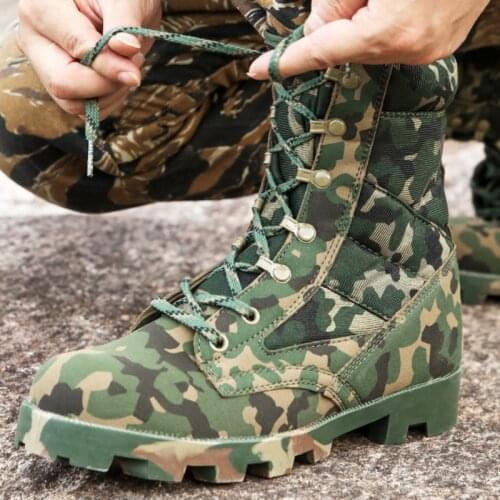 Summer Mens Outdoor Army Camouflage Combat Safety Boots Shoes Men Anti-slip Military Tactical Boots