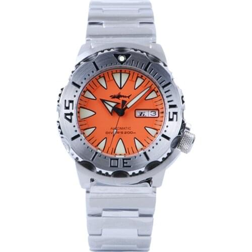Heimdallr Sharkey Ocean Monster Diver Watch Orange Dial Sapphire Crystal 200m Water Resistance NH36A Automatic Movement Watches