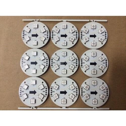 DC12V DMX512 addressable PCBA,6pcs 5050 SMD RGB LED;size:38mm diameter;1.44W