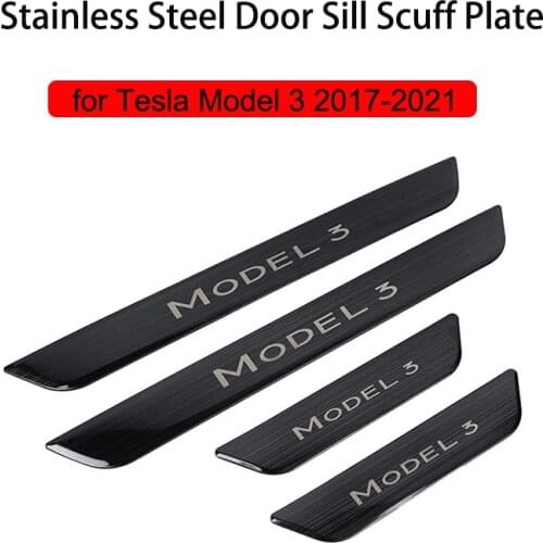 Door Sill Decoration Wrap Cover For Tesla Model 3 2021 Pedal Protection Strip Model3 Model Three Carbon Fiber Car Accessories