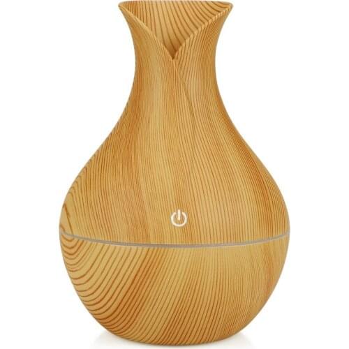 Electric Humidifier Aroma Oil Diffuser Ultrasonic Wood Grain Air Humidifier USB Mini Mist Maker LED Light for Home Office