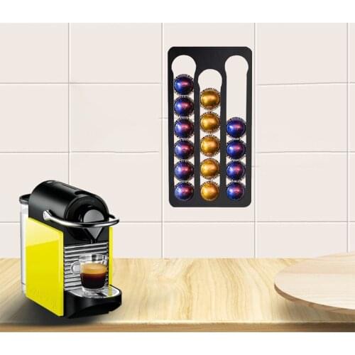 Capsule Holder For Nespresso Pods, Vertically or Horizontally Mounted on Walls or Under Cabinets, Storage Holds 17 Pcs