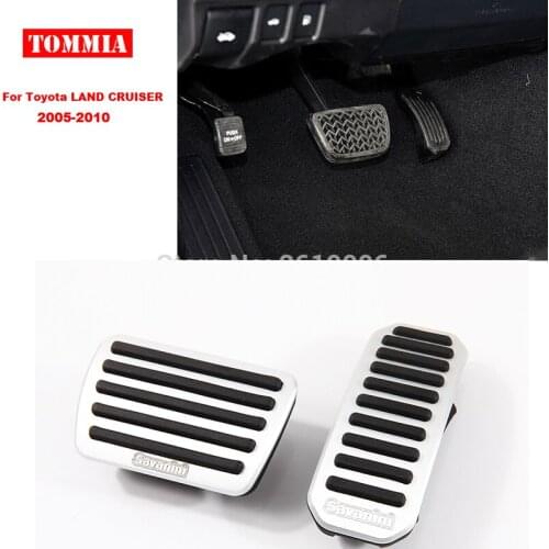 Tommia Aluminum Footrest Gas Brake Pedals Pad kit For Toyota LAND CRUISER 2005-2012 no drilling cool design styling