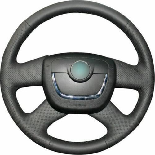 For Skoda Octavia Superb 2012 Fabia Yeti 2009-2013 Leather Steering Wheel Hand-stitch on Wrap Cover