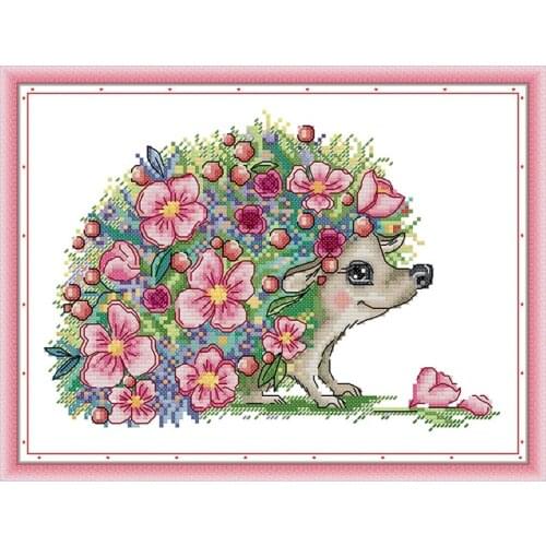 Beautiful hedgehog cross stitch kit aida 14ct 11ct count printed canvas stitches embroidery DIY handmade needlework