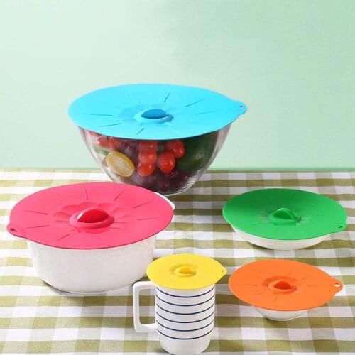5pcs/lot Cooking Pot Pan Lid Silicone Cooking Tools Fresh Keeping Reusable Food Wrap Multifunction Microwave Bowl Cover QA 105