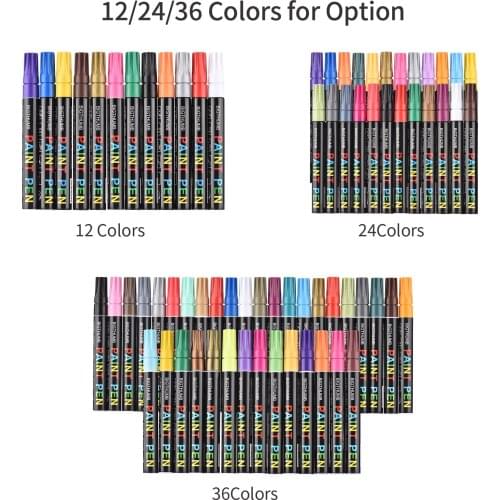 36 Colors Paint Pens Oil-Based Paint Marker Set Waterproof Quick Dry for Rocks Painting Glass Plastic Ceramic Wood Metal DIY