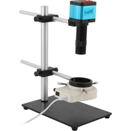 Dual Arm Rotatable Boom Table Stand+720p 18MP HDMI USB Microscope Camera+144 LED Light+100X C-Mount Lens