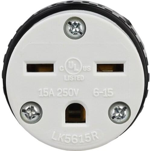 NEMA 6-15R LK5615R US Straight Connector Thermoplastic socket emitter