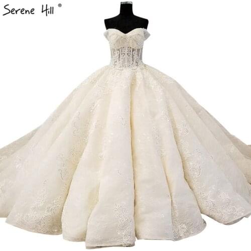 2020 Newest Vintage Sleeveless Princess Wedding Dresses Sequined Pearls Off Shoulder Fashion Tulle Bridal Gown Real Photo