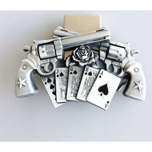 New Vintage Gun Royal Flush Poker Spinner Lighter Belt Buckle also Stock in US