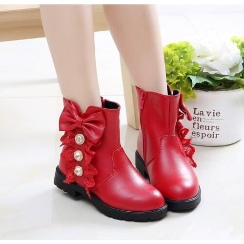 New Winter Plush Girls short Snow Boots Warm Shoes Pu Leather Flat With Baby Toddler Shoes Outdoor Snow Boots Girls Kids Shoe