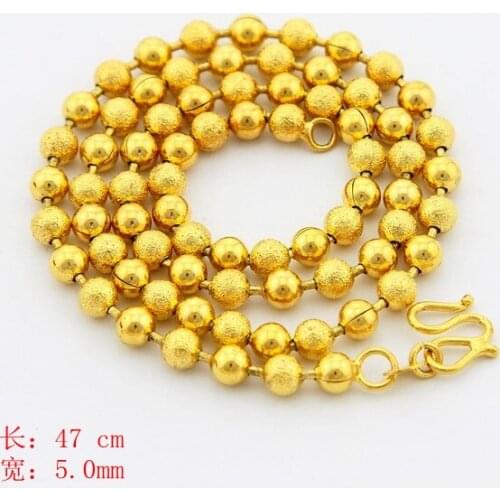 New Arrival Fashion 24k GP gold color 5mm Necklace Mens & Women Yellow Gold Golden Jewelry Necklace hot sell YHDN050
