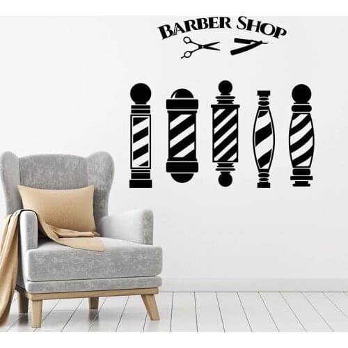 Barber Shop Wall Decal Scissors Barber Tools Men Hair Salon Art Interior Design Decor Door Window Vinyl Stickers Wallpaper E353