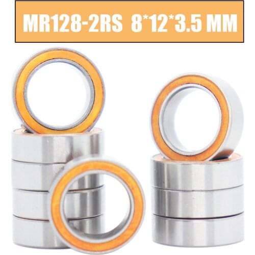 MR128RS Bearing 10PCS 8x12x3.5 mm ABEC-3 Hobby Electric RC Car Truck MR128 RS 2RS Ball Bearings MR128-2RS Orange Sealed