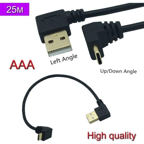 GOLD Plated Left Angle USB2.0 (Type-A) Male to USB3.1 (Type-C)Male Up & Dwon Angle USB Data Sync & Charge Cable Connector