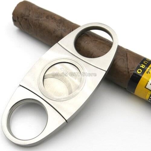 COHIBA Stainless Steel Cigar Cutter Sharp Blade Cigarette Cutter Metal Cigar Knife Guillotina With Gift Box Tobacco Smoking Tool