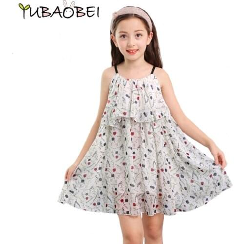 2020 Chiffon Summer Children Clothing Flower Dress Casual Baby Little Girls Kids New Fasion Slip Floral Dress