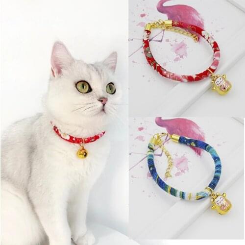 Super Cute Cat Collars Japanese Style Shiba Inu Pet Collars Dog Cat Collar With Bell Cat Accessories Cat Pendant Necklace