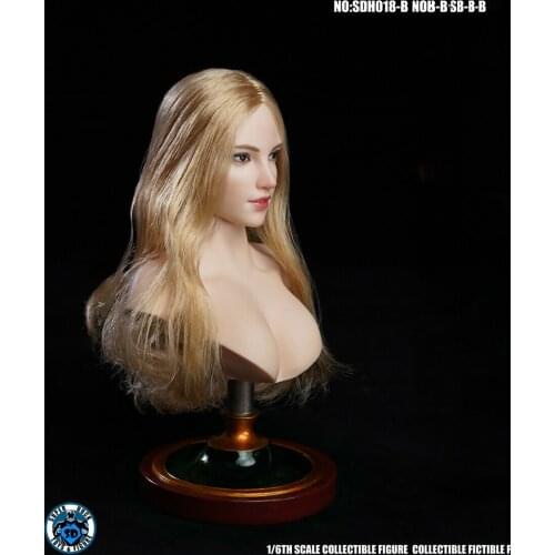 SUPER DUCK 1/6 SDH018 A / B / C Beauty Pale Girl female Head Sculpt White Short Hair / long blond hair head for female body
