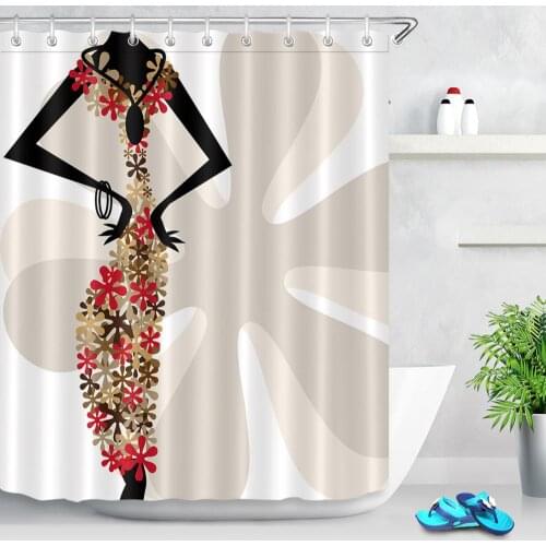 Sexy Girls Creativity Women Shower Curtain Flower Print Cloth Fabric Curtain For Bathroom Shower Waterproof Bathtub Accessories