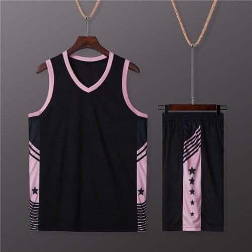 A434 Full Polyester Sleeveless Sportwear Man For Basketball Multi Sized New Uniform Sets With Self Fabric V Neckline And Armhole
