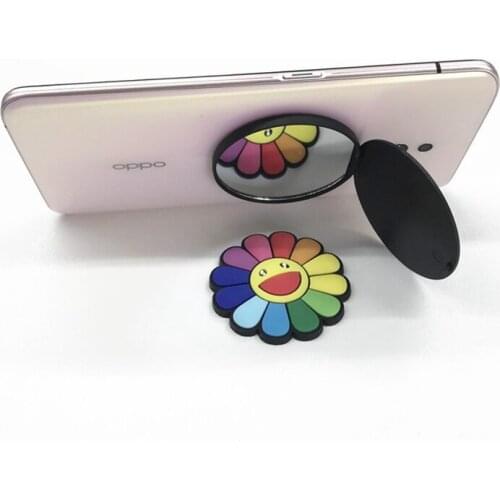 Universal Sunflower Foldable Cell Phone Holder Stand Bracket With Makeup Mirror for Mobile Phone Holder