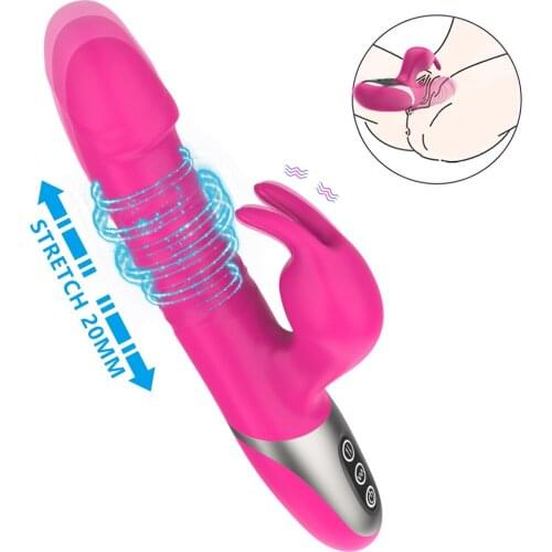 Vibrator Rabbit Telescopic Thrust Dildo Clitoral stimulator Retractable Female Masturbators Rechargeable Sex Toys For Couples