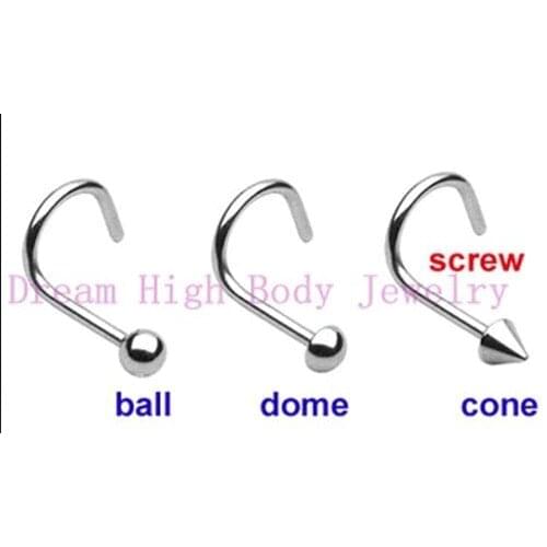 Screw Nose Ring Stud Piercing Fancy Body Jewelry 200PCS/LOT Ball Free Shipping 316l Stainless Steel