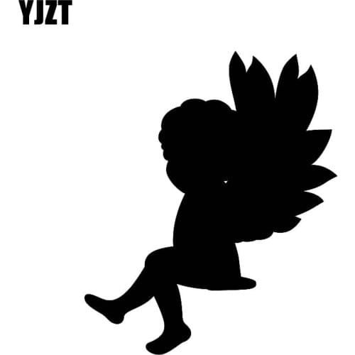 YJZT 10.9*13CM Decal Silhoutte Cool Design Baby Angel Sitting Joyfully Covering The Body Car Sticker Black/Silver C20-1405