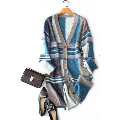 European fashion designers cardigan long coat casual womens autumn winter outerwear quality 100% cashmere cardigan for ladies