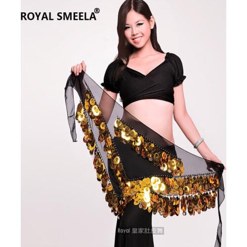 Hot sale striking belly dance hip scarf big embroidery sequins and shining coins belly dancing belt women dance costume-9702
