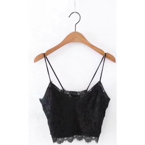 Women Sexy Fashion Lace Bralette Cropped Tank Top Vintage Backless Adjustable Thin Strap Female Camis Chic Tops