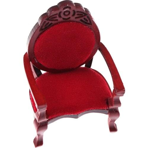 1pc Mini Wooden Carved Peach Shape Chair 1:12 Vintage DIY Decoration Doll House Furniture Accessories