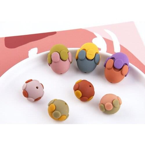 10pcs 2020 Korean Cute Earrings For Girls Creative Stitching Perforated Resin Ball Stereo Ear Pendant Diy Jewelry Accessories