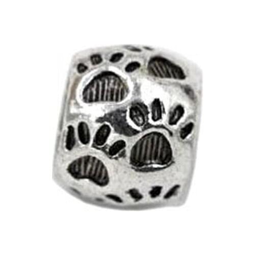 100pcs Zinc Alloy Dog Bear Paw Large Hole Beads For Jewelry Making Bracelet Necklace DIY Accessories D-66