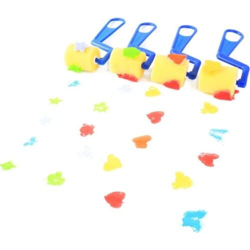 4Pcs Sponge Stamps Cute Pattern Educational Toy Washable Painting Stamp Roller Brushes Painting Tools for Children