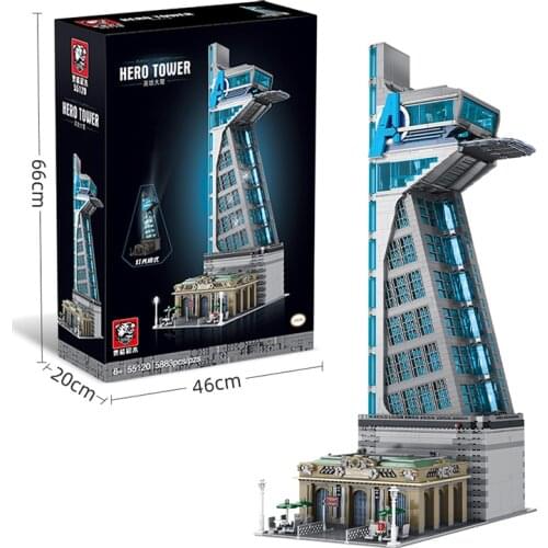 5883PCS MOC Heroes Tower Building Blocks Movie City Architecture Streetview DIY Light Bricks Assembly Toys For Children Gifts