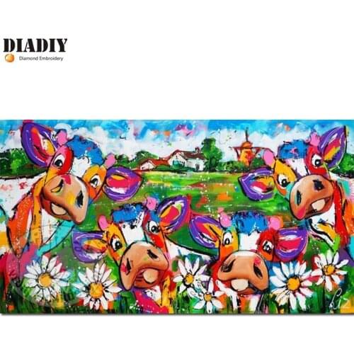 5D DIY Diamond Painting Colorful cow Diamond inlay Crafts Cross Stitch Rhinestone Mosaic Gifts Diamond Embroidery stickers
