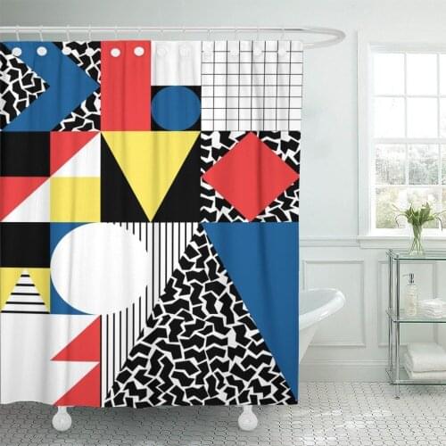 Blue Pattern Abstract Modern Painting Colorful Geometry Shower Curtain Polyester Fabric Home Bathroom Decor Curtains With Hook