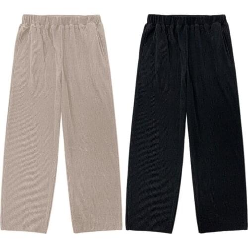 Mens Solid Color Classic Wide Vintage Pants Men Pants Multi Pockets Breathable Mid Rise Wide Leg Straight Pants Streetwear