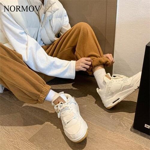 NORMOV Winter Korean Fashion Pants Man Loose High Waist Casual Straight Sweatpants with Pockets Slim Wide Legs Trousers Women