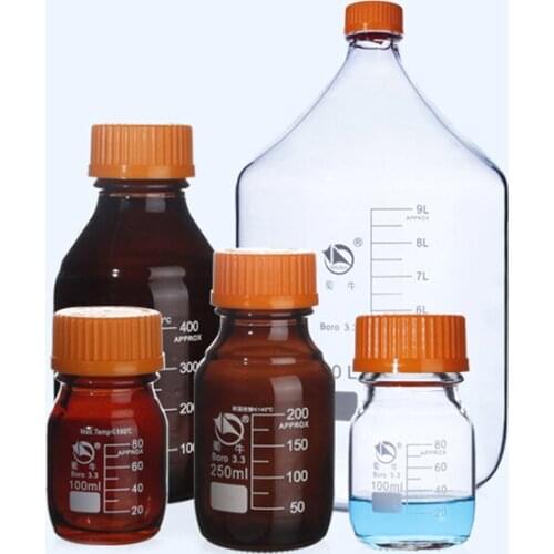 Orange Cap High Borosilicate Glass Reagent Bottle HBG Laboratory Sampling Sample Bottle