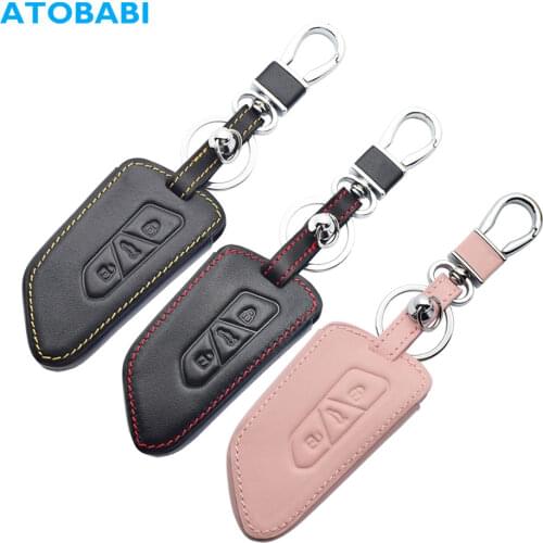 Leather Car Key Cover For VW Volkswagen Golf 8 Mk8 2020 Skoda 3 Buttons Smart Keyless Remote Control Fob Cases Keychain Holder