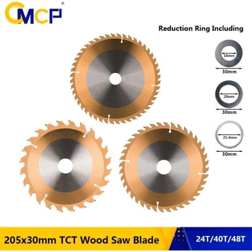 CMCP 205x30mm TCT Wood Saw Blade 24T 40T 48T Carbide Circular Saw Blade Disc TiCN Coating Woodworking Cutting Tool