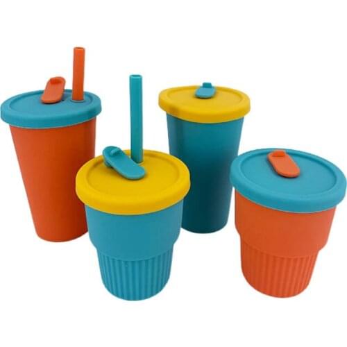 Silicone Straw Childrens Cups High Temperature Resistant Portable Handy Coffee Cup High temperature resistant portable cup